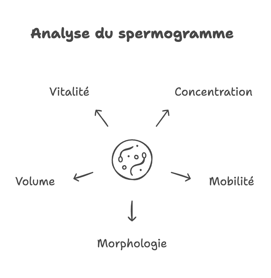 schéma analyse du spermogramme